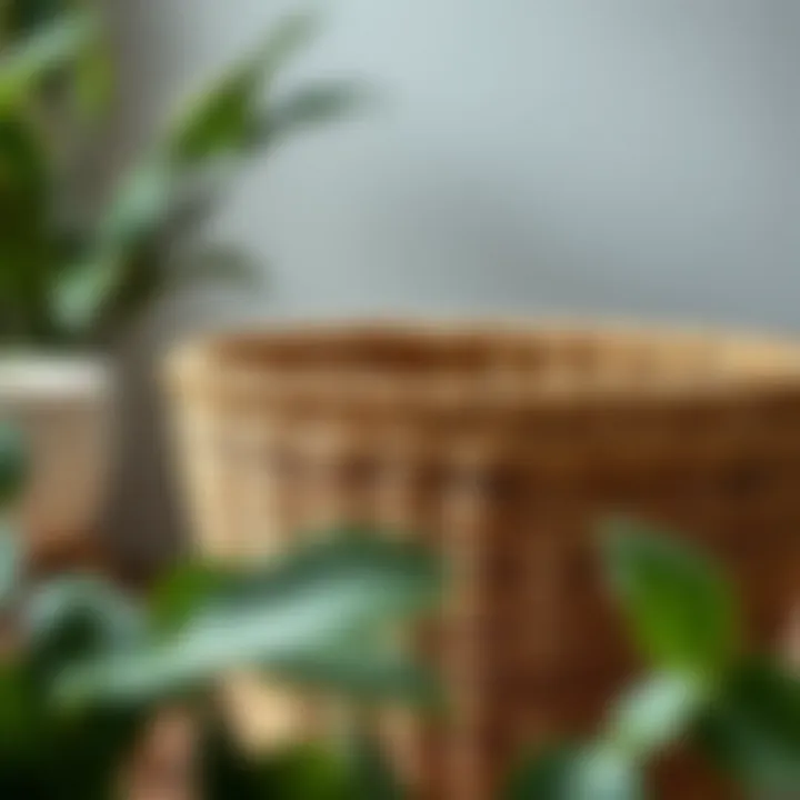 Intricately woven round wicker basket showcasing craftsmanship