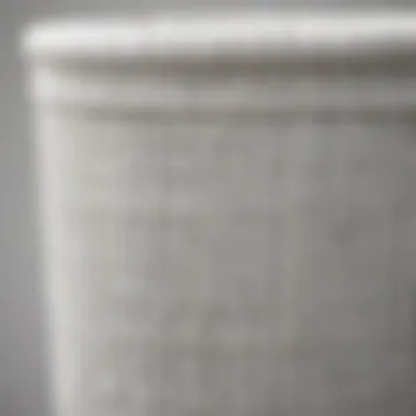 Detail of the texture of a white wicker trash can
