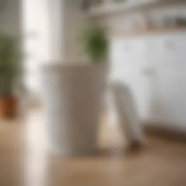 White wicker trash can in an eco-friendly living space
