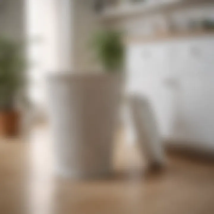 White wicker trash can in an eco-friendly living space