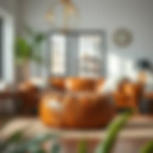 Elegant leather hassock in a minimalist living room setting