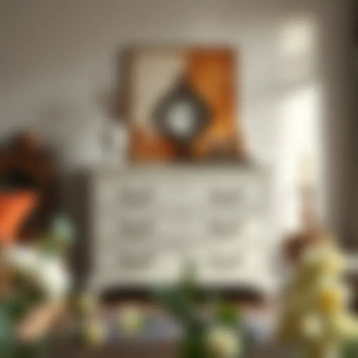 Charming white chest dresser paired with vintage decor