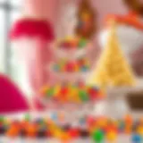 Elegant three tier candy dish showcasing vibrant candies