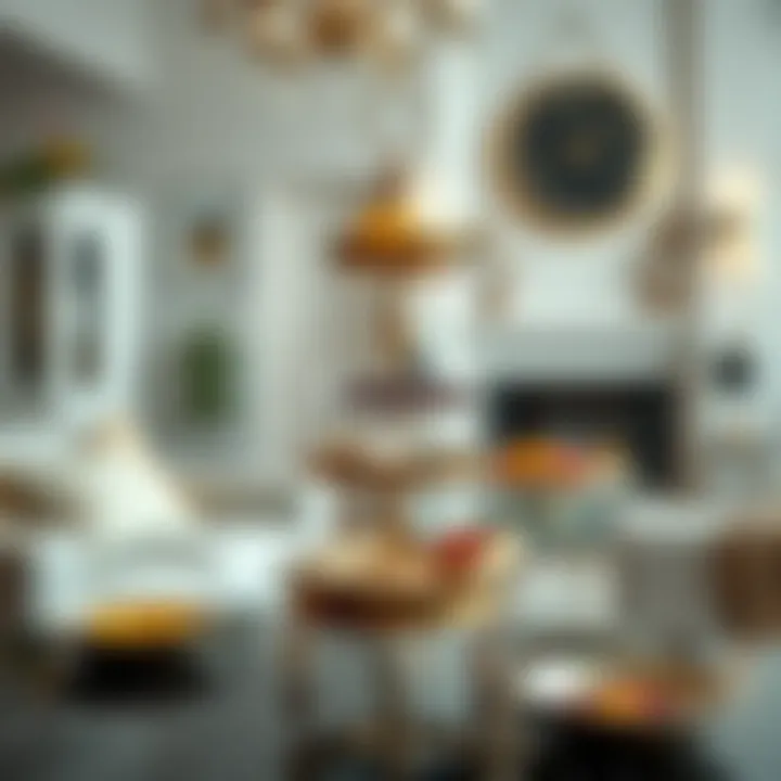 Three tier candy dish in a chic home setting