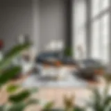 A selection of modern rugs displayed in an elegant living room setting