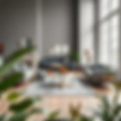 A selection of modern rugs displayed in an elegant living room setting