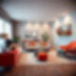 A virtual reality setup showcasing furniture arrangement