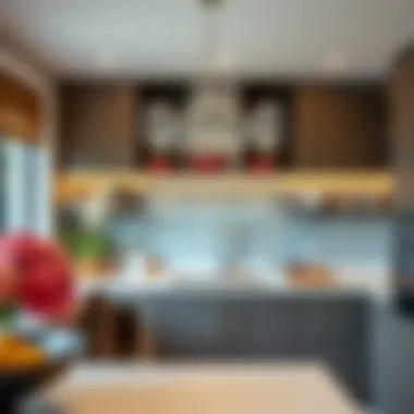 Contemporary Kitchen Display Stylish wall-mounted wine glass rack in a contemporary kitchen