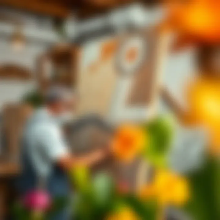 Artisan crafting a large canvas in a cozy studio