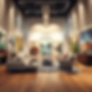 An elegant gallery showcasing various large artworks