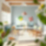 Stylish children's table and chairs set in a bright playroom