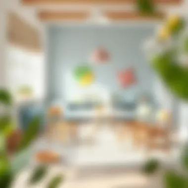 Stylish children's table and chairs set in a bright playroom