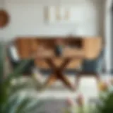 Elegant wooden dining table set for four with stylish chairs