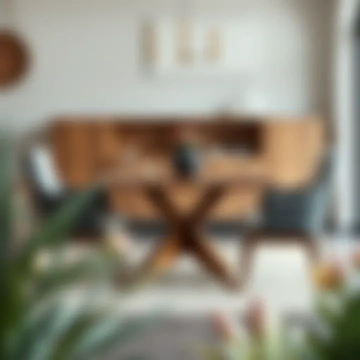 Elegant wooden dining table set for four with stylish chairs